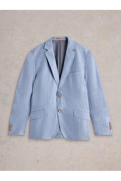 White Stuff Mens Linen Blazer  in MID_BLUE Art WS443623