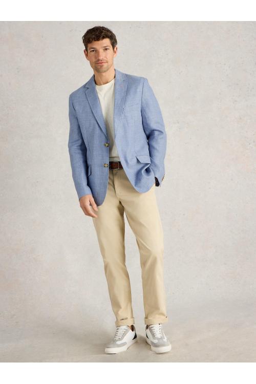 White Stuff Mens Linen Blazer  in MID_BLUE Art WS443623