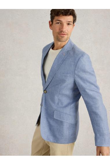 White Stuff Mens Linen Blazer  in MID_BLUE Art WS443623