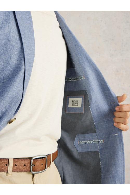 White Stuff Mens Linen Blazer  in MID_BLUE Art WS443623