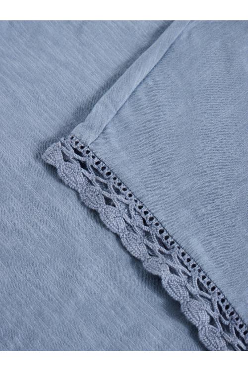 White Stuff Womens CLAUDIA TRIM TEE  in MID_BLUE Art WS443717