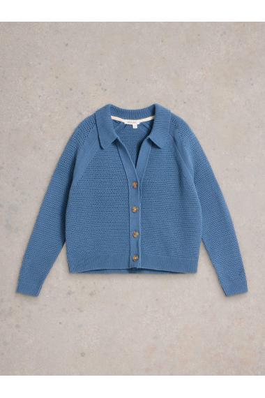 White Stuff Womens CHATERLY COLLAR CARDI  in MID_BLUE Art WS443668