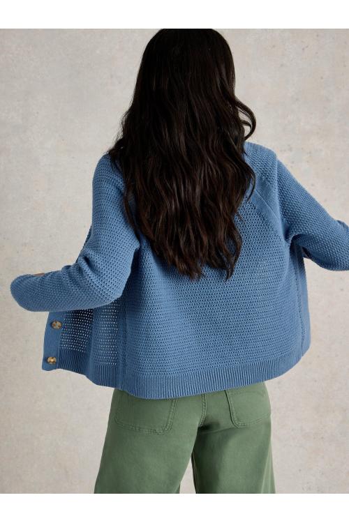 White Stuff Womens CHATERLY COLLAR CARDI  in MID_BLUE Art WS443668