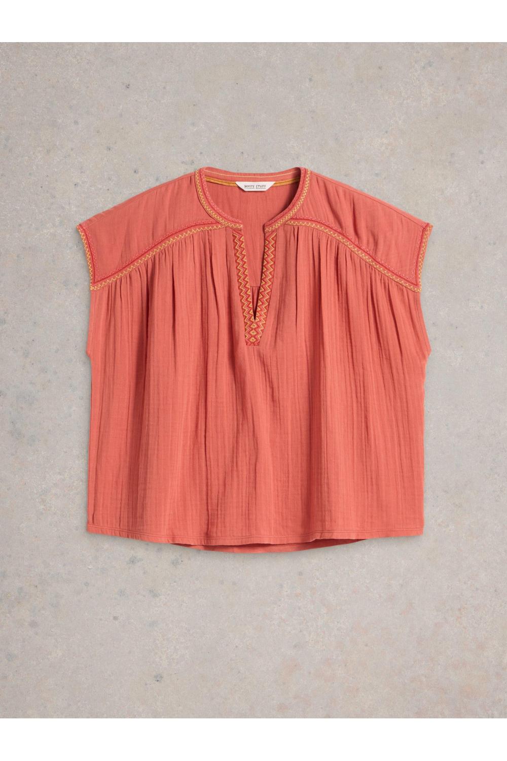 White Stuff Womens FRAN MIX TOP  in MID_ORANGE Art WS443700