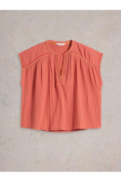 White Stuff Womens FRAN MIX TOP  in MID_ORANGE Art WS443700