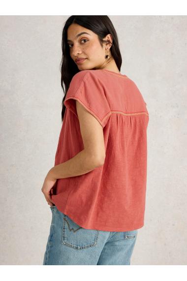 White Stuff Womens FRAN MIX TOP  in MID_ORANGE Art WS443700