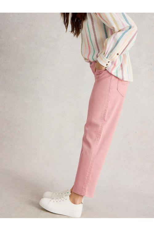 White Stuff Womens Blake Straight Crop Jean  in MID_PINK Art WS443788