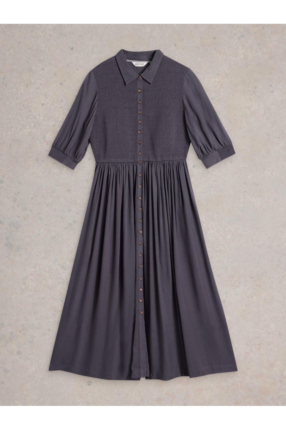 White Stuff Womens Valeria Shirred Dress  in MID_PURPLE Art WS443528