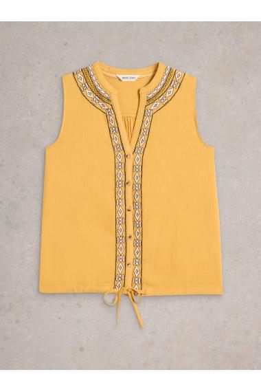 White Stuff Womens TULIP MIX SLEEVELESS SHIRT  in MID_YELLOW Art WS443688
