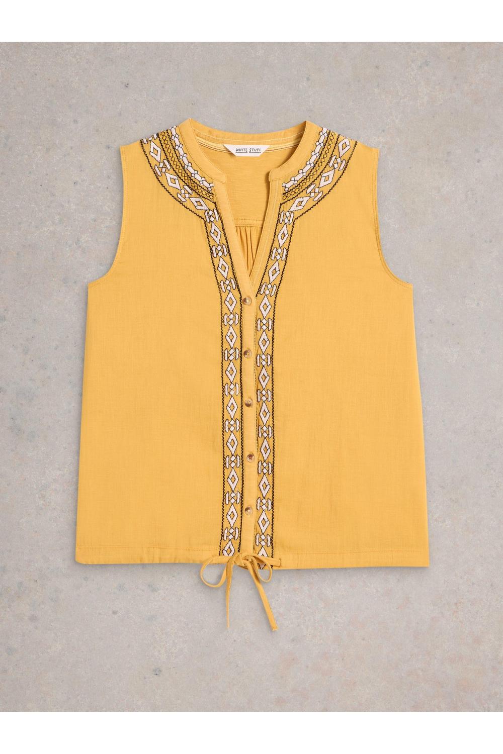 White Stuff Womens TULIP MIX SLEEVELESS SHIRT  in MID_YELLOW Art WS443688