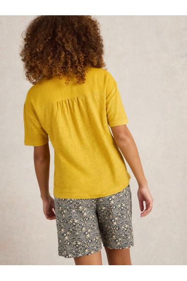 White Stuff Womens NADINE LINEN BLEND TEE  in MID_YELLOW Art WS443697