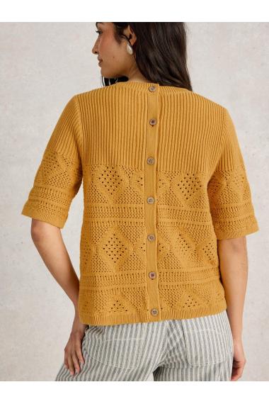 White Stuff Womens STITCHY KNITTED TEE  in MID_YELLOW Art WS443671