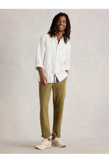 White Stuff Mens Keswick Stripe LS Linen Shirt  in NAT_MLT Art WS443545