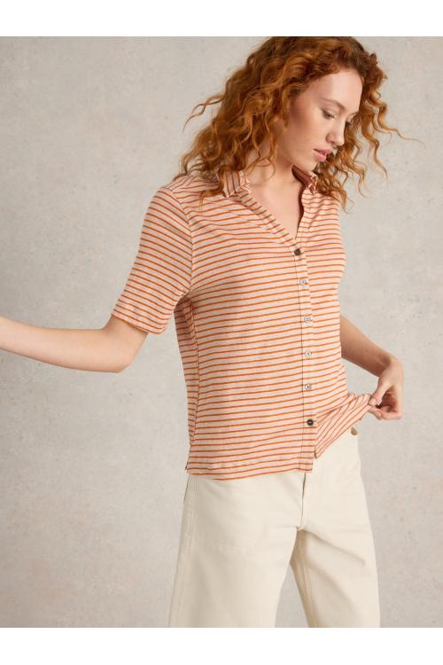 White Stuff Womens CHARLIE LINEN SS SHIRT  in NAT_MLT Art WS443707