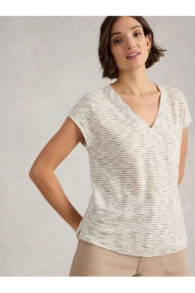 White Stuff Womens IRIS LINEN TEE  in NAT_MLT Art WS442987