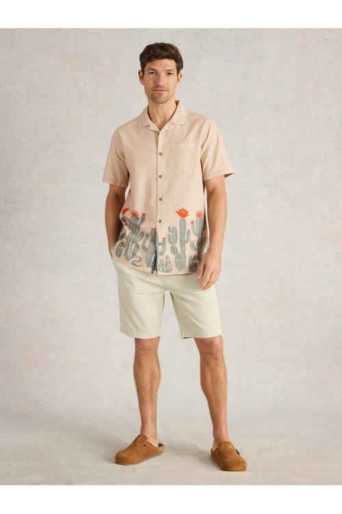 White Stuff Mens Cactus Border SS Printed Shirt  in NAT_PR Art WS443550