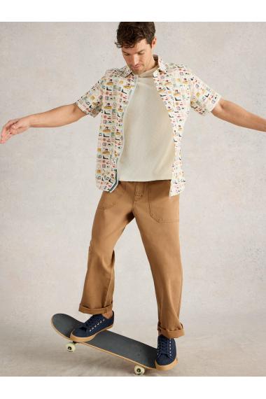 White Stuff Mens Travel SS Printed Shirt  in NAT_PR Art WS443560