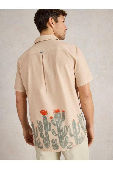 White Stuff Mens Cactus Border SS Printed Shirt  in NAT_PR Art WS443550