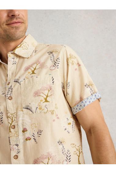 White Stuff Mens Kyoto Garden SS Printed Shirt  in NAT_PR Art WS443555