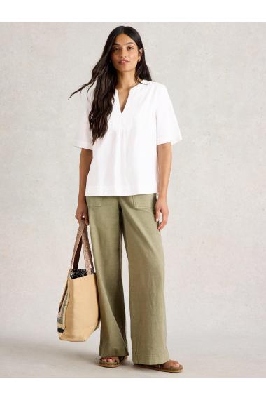 White Stuff Womens Ash Linen Blend Top  in NAT_WHITE Art WS442784