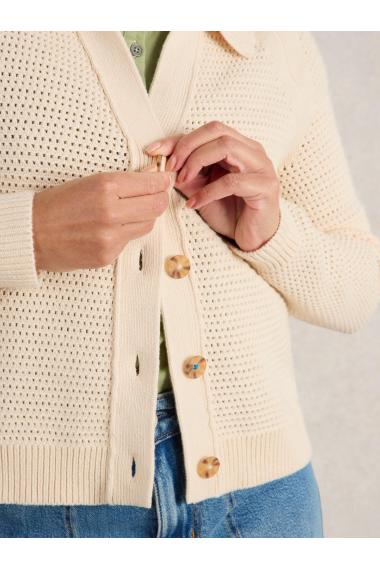 White Stuff Womens CHATERLY COLLAR CARDI  in NAT_WHITE Art WS443668