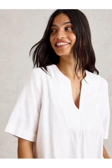 White Stuff Womens Ash Linen Blend Top  in NAT_WHITE Art WS442784