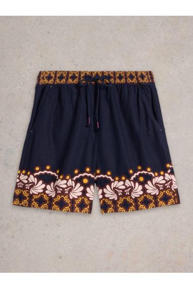 White Stuff Womens Belle Linen Blend Short  in NAVY_MULTI Art WS443429