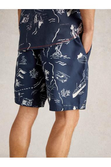 White Stuff Mens Map Print Volley Swimshort  in NAVY_MULTI Art WS443802