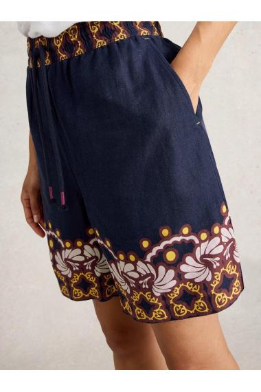 White Stuff Womens Belle Linen Blend Short  in NAVY_MULTI Art WS443429