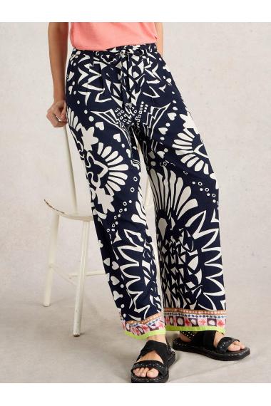 White Stuff Womens Farah Wide Leg Trouser  in NAVY_MULTI Art WS443444