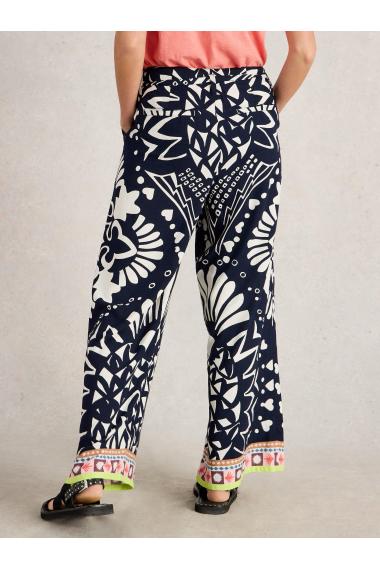 White Stuff Womens Farah Wide Leg Trouser  in NAVY_MULTI Art WS443444
