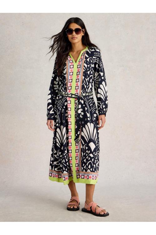 White Stuff Womens Liv Midi Dress   in NAVY_MULTI Art WS443523