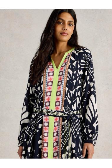 White Stuff Womens Liv Midi Dress   in NAVY_MULTI Art WS443523