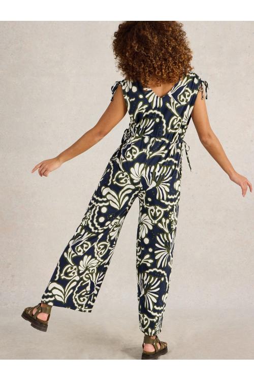 White Stuff Womens Freya Jersey Jumpsuit  in NAVY_MULTI Art WS443661