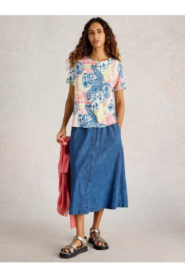 White Stuff Womens ABBIE TEE  in NAVY_MULTI Art WS443002