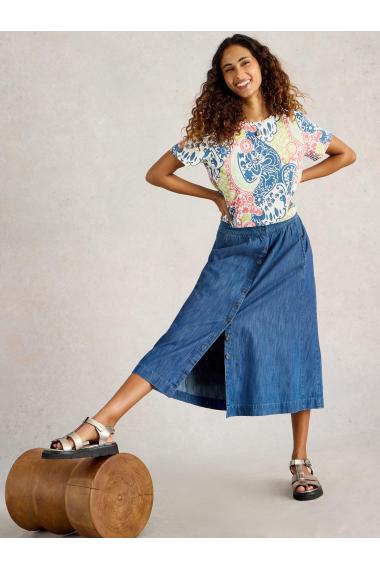 White Stuff Womens ABBIE TEE  in NAVY_MULTI Art WS443002