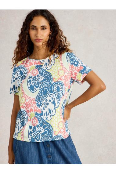 White Stuff Womens ABBIE TEE  in NAVY_MULTI Art WS443002