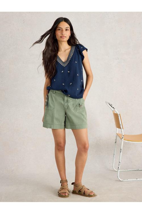 White Stuff Womens LUCIE EMBROIDERED TOP  in NAVY_MULTI Art WS443701
