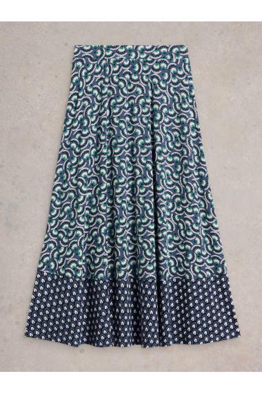 White Stuff Womens Jada Jersey Maxi Skirt  in NAVY_MULTI Art WS442802
