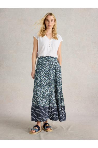 White Stuff Womens Jada Jersey Maxi Skirt  in NAVY_MULTI Art WS442802