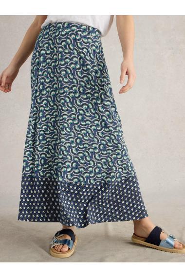 White Stuff Womens Jada Jersey Maxi Skirt  in NAVY_MULTI Art WS442802