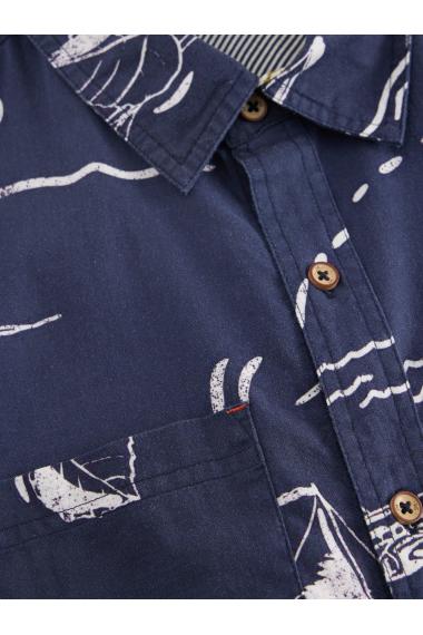 White Stuff Mens Map SS Printed Shirt  in NAVY_PR Art WS443551