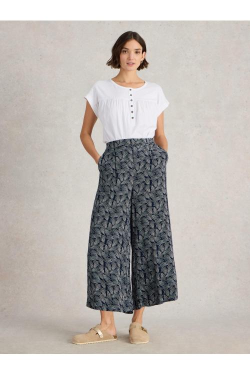 White Stuff Womens Lisette Crinkle Culotte  in NAVY_PR Art WS443417