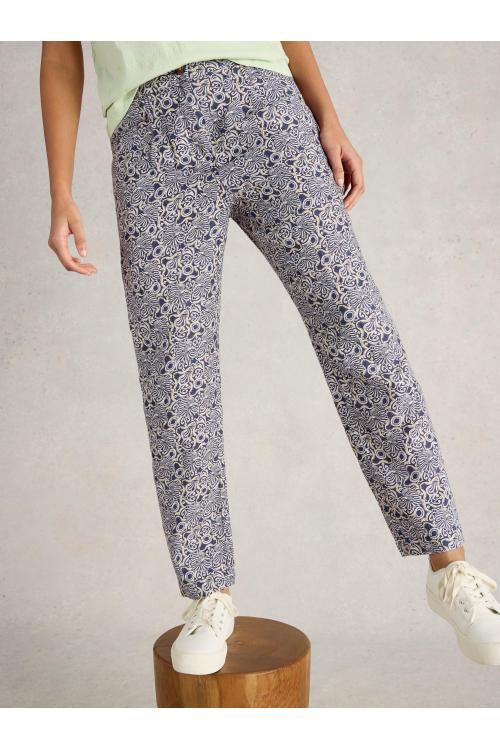 White Stuff Womens Rowena Linen Trouser  in NAVY_PR Art WS443438
