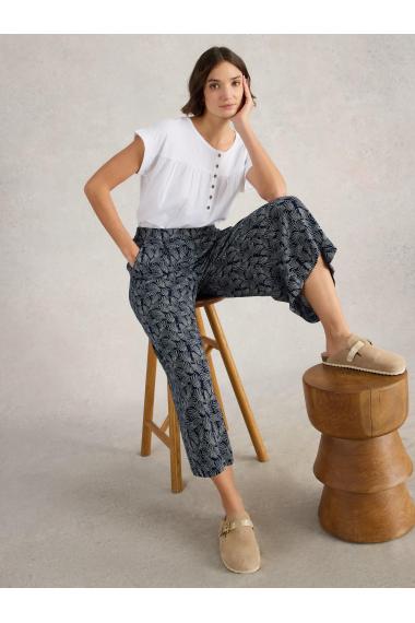 White Stuff Womens Lisette Crinkle Culotte  in NAVY_PR Art WS443417