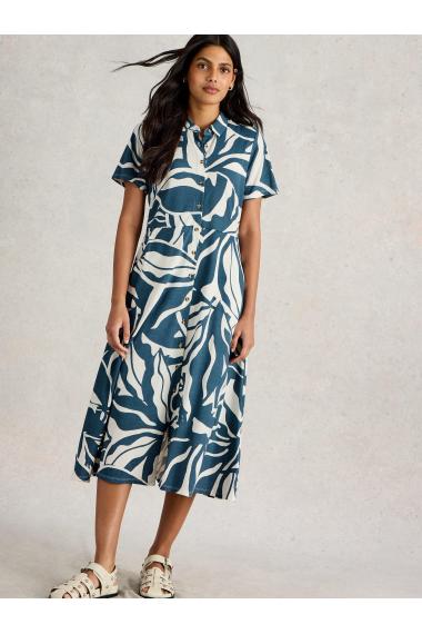 White Stuff Womens Rua Jersey Shirt Dress  in NAVY_PR Art WS443078