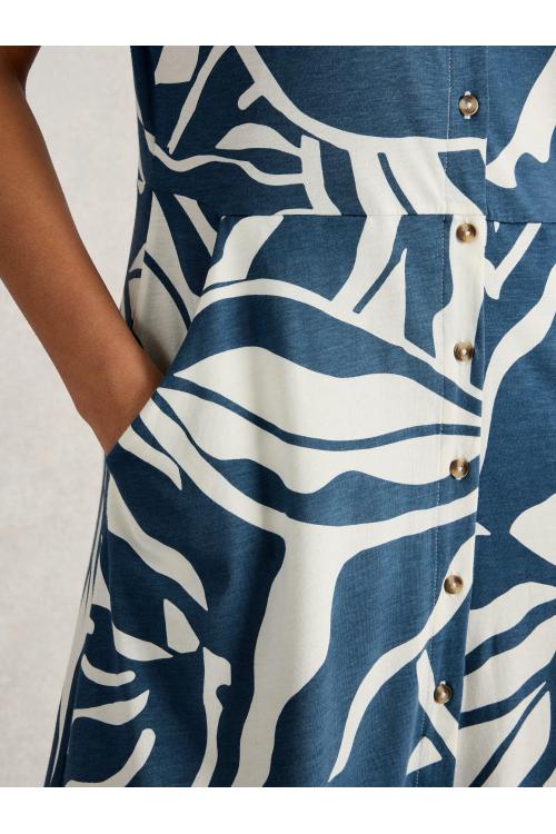 White Stuff Womens Rua Jersey Shirt Dress  in NAVY_PR Art WS443078