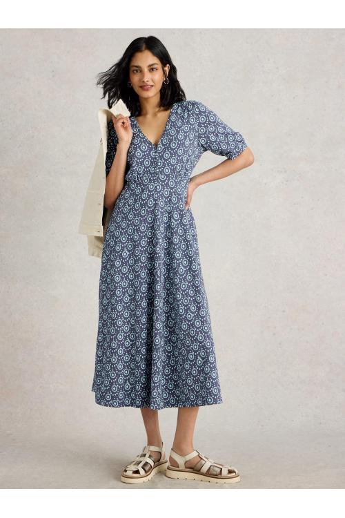 White Stuff Womens Megan Jersey Dress  in NAVY_PR Art WS443076