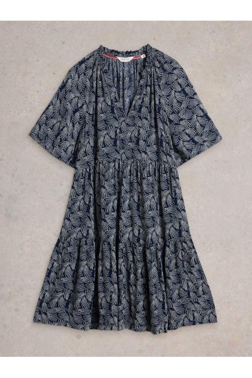 White Stuff Womens Sophia Crinkle Dress  in NAVY_PR Art WS443540