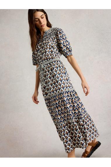 White Stuff Womens Ariel Tiered Woven Dress  in NAVY_PR Art WS443520
